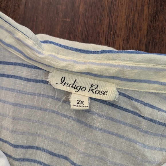 Indigo Rose Striped Button-Up Shirt Dress Women's Size 2X - Picture 4 of 5